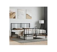 vidaXL Bedframe met hoofd- en voeteneinde metaal zwart 140x190 cm352498 Noir G