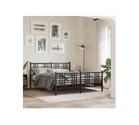Bedframe met hoofd- en voeteneinde metaal zwart 150x200 cm376344