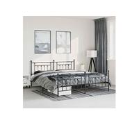 vidaXL Cadre de lit métal 183x213 cm – sans matelas, avec pied de lit – Noir