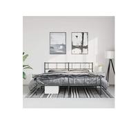 vidaXL Bedframe met hoofd- en voeteneinde metaal zwart 183x213 cm372202 Noir G