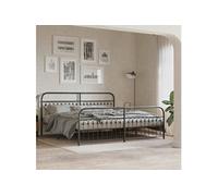 Bedframe met hoofd- en voeteneinde metaal zwart 193x203 cm376624