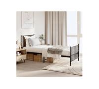 Vidaxl Cadre De Lit Métal Avec Tête De Lit/Pied De Lit Noir 75x190 Cm Noir