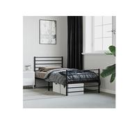 vidaXL Cadre de lit métal avec tête et pied de lit noir 80x200 cm