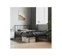 Vidaxl Cadre De Lit Métal Avec Tête De Lit/Pied De Lit Noir 90x190 Cm Noir