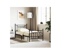 vidaXL Cadre de lit en métal avec tête et pied de lit 90x200 cm Noir