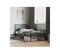 Bedframe met hoofd- en voeteneinde metaal zwart 90x200 cm374448
