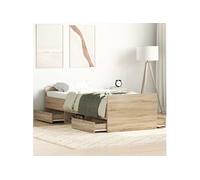 vidaXL Bedframe met hoofd- en voeteneinde sonoma eikenkleur 90x190 cm3203812 Marron G
