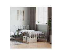 Vidaxl Cadre De Lit Métal Sans Matelas Et Pied De Lit Blanc 100x190 Cm Blanc