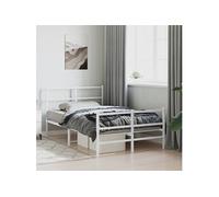 Vidaxl Cadre De Lit Métal Avec Tête De Lit/Pied De Lit Blanc 120x190cm Blanc