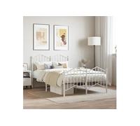 Vidaxl Cadre De Lit Métal Avec Tête De Lit/Pied De Lit Blanc 120x200cm Blanc