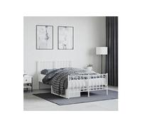 Bedframe met hoofd- en voeteneindeÂ metaal wit 120x200 cm374502