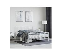 Vidaxl Cadre De Lit Métal Sans Matelas Et Pied De Lit Blanc 135x190 Cm Blanc