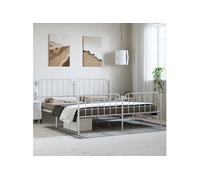 Bedframe met hoofd- en voeteneindeÂ metaal wit 193x203 cm373960