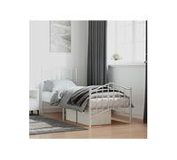 vidaXL Bedframe met hoofd- en voeteneindeÂ metaal wit 75x190 cm373846 Blanc G