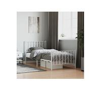 Vidaxl Cadre De Lit Métal Avec Tête De Lit/Pied De Lit Blanc 90x200 Cm Blanc
