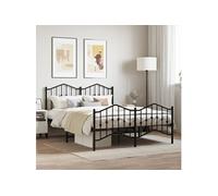 Vidaxl Cadre De Lit Métal Avec Tête De Lit/Pied De Lit Noir 140x200 Cm Noir