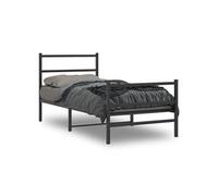 Vidaxl Cadre De Lit Métal Avec Tête De Lit/Pied De Lit Noir 90x190 Cm Noir