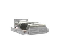vidaXL Cadre de lit avec tête de lit sans matelas gris béton 75x190 cm