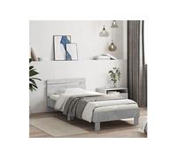 Bedframe met hoofdbord bewerkt hout betongrijs 75x190 cm838571
