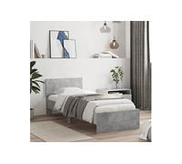 vidaXL Cadre de lit avec tête et sommier à lattes – Simple adulte Gris béton 75x190 cm