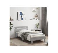 vidaXL Cadre de lit sans matelas avec tête de lit 75x190 cm Gris