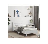 vidaXL Cadre de lit avec tête de lit bois travaillé blanc 75x190 cm Blanc G