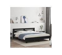 Bedframe met hoofdbord bewerkt hout zwart 160x200 cm3207407