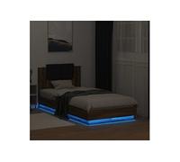 Bedframe met hoofdbord en LED bruin eikenkleur 75x190 cm3210072