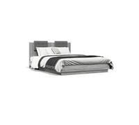 vidaXL Cadre de lit tête de lit et lumières LED sonoma gris 140x200 cm