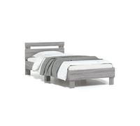Bedframe met hoofdbord en LED grijs sonoma eikenkleur 75x190 cm838755