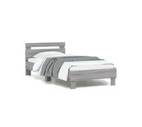 vidaXL Cadre de lit simple – Tête de lit avec lumières LED – Sonoma gris 90x190 cm
