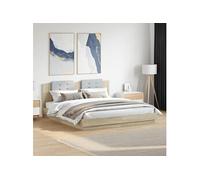 Vidaxl Cadre De Lit Tête De Lit Et Lumières Led Chêne Sonoma 200x200cm Multicolore