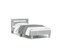 Bedframe met hoofdbord en LED-verlichting betongrijs 75x190 cm838753