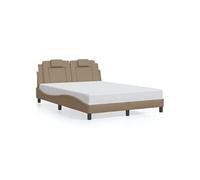 Cadre de Lit avec Tête de Lit, Lit Rembourré avec Coussin, Lit Double, Lit Adulte Chambre, Moderne, Cappuccino 140x200 cm Similicuir