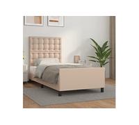 Bedframe met hoofdbord kunstleer cappucinnokleurig 90x190 cm3125548