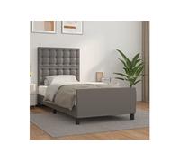 Bedframe met hoofdbord kunstleer grijs 100x200 cm3125559