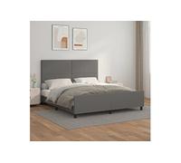 Vidaxl Cadre De Lit Avec Tête De Lit Gris 180x200 Cm Similicuir Gris