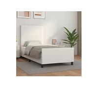 Bedframe met hoofdbord kunstleer wit 100x200 cm3125434
