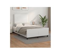 Vidaxl Cadre De Lit Avec Tête De Lit Blanc 120x200 Cm Similicuir Blanc