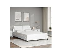 vidaXL Cadre de Lit avec Tête de Lit, Lit Rembourré, Lit Double, Lit Adulte de Chambre à Coucher Intérieur, Blanc 140x190 cm