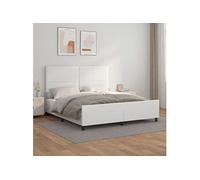Bedframe met hoofdbord kunstleer wit 160x200 cm3125458