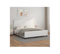 Vidaxl Cadre De Lit Avec Tête De Lit Blanc 180x200 Cm Similicuir Blanc