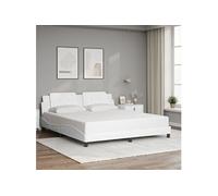Bedframe met hoofdbord kunstleer wit 180x200 cm3208199