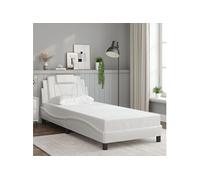 Bedframe met hoofdbord kunstleer wit 80x200 cm3208055