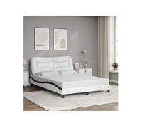Vidaxl Cadre De Lit Et Tête De Lit Blanc Et Noir 140x190 Cm Similicuir Multicolore