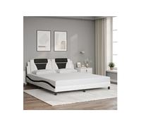 Vidaxl Cadre De Lit Et Tête De Lit Blanc Et Noir 180x200 Cm Similicuir Multicolore