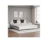 Vidaxl Cadre De Lit Et Tête De Lit Blanc Et Noir 200x200 Cm Similicuir Multicolore