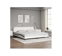 Bedframe met hoofdbord kunstleer wit en zwart 200x200 cm373264