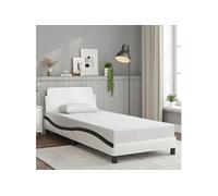 Vidaxl Cadre De Lit Avec Tête De Lit Blanc Et Noir 80x200cm Similicuir Multicolore