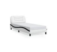 Vidaxl Cadre De Lit Avec Tête De Lit Blanc Et Noir 90x200cm Similicuir Multicolore